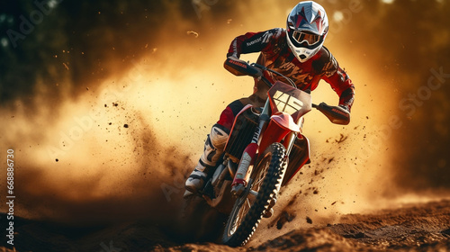 Motocross isolated motorcycle biker on blurred motion dirty background © BeautyStock