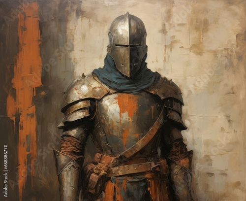 a painting of knight in armor