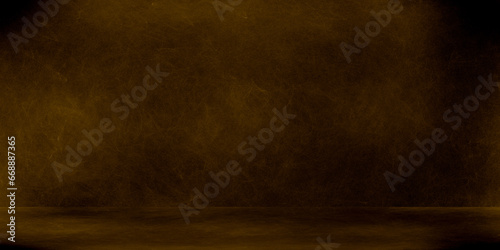room with background  Wall and floor interior background  Selected focus empty brown wooden table and wall texture or old black brick wall blur background image