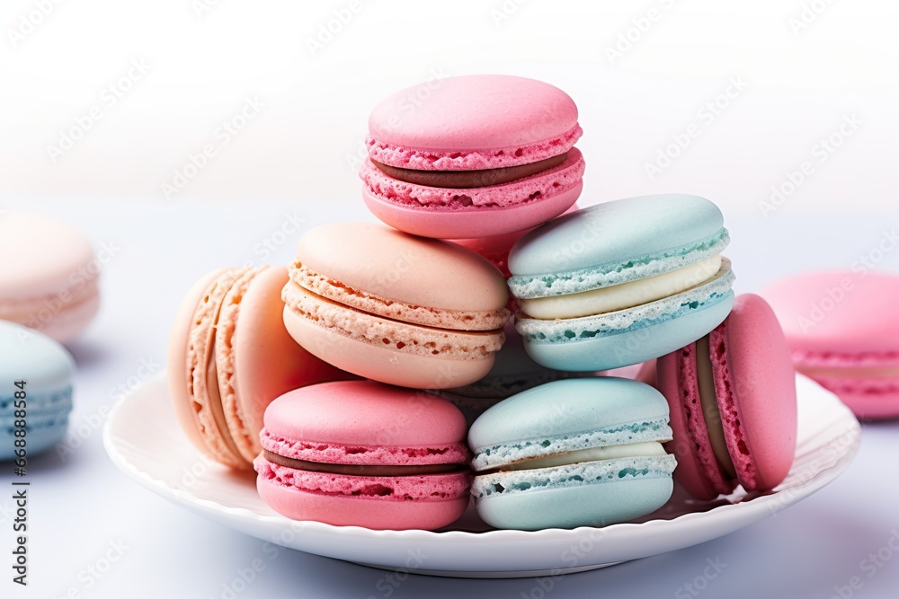 Obraz premium Group of macarons on a light background