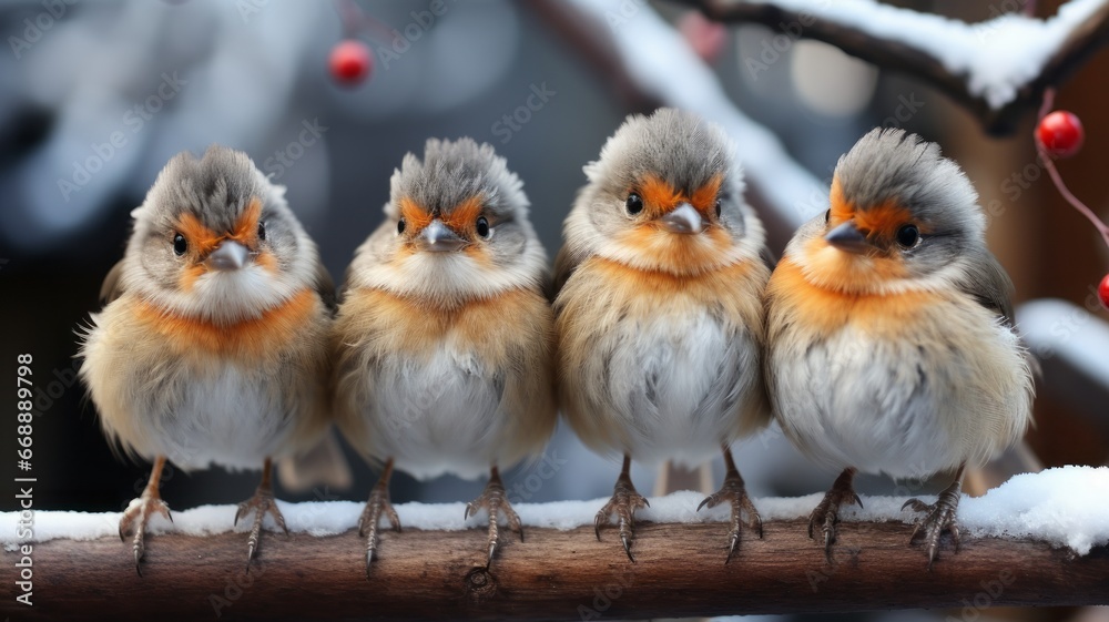 A robin bird community showing friendship and flock.
