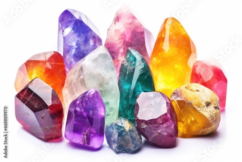 Therapy with healing reiki chakra crystals. Gemstones for meditation and spiritual practices
