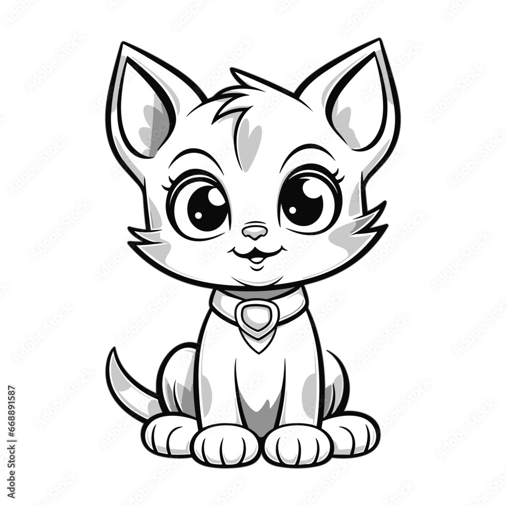 hand drawn cat outline illustration, coloring page outline of cute cat hand drawn cat outline illustration, coloring page outline of cute cat