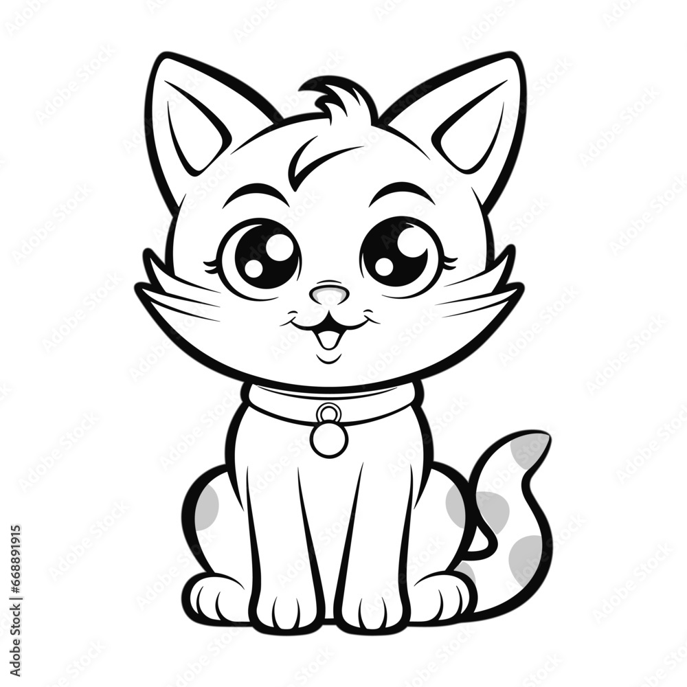 hand drawn cat outline illustration, coloring page outline of cute cat hand drawn cat outline illustration, coloring page outline of cute cat