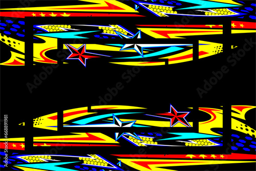 abstract racing background vector design with a unique striped pattern and a combination of bright colors and cool star effects