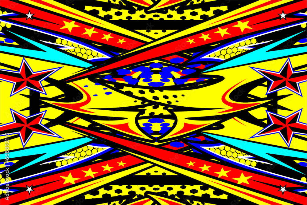 Fototapeta premium abstract racing background vector design with a unique striped pattern and a combination of bright colors and cool star effects. suitable for your wrapping design