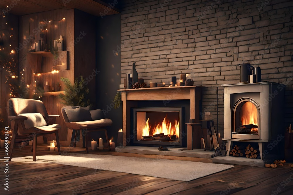 fireplace with Christmas decorations fireplace with Christmas decorations