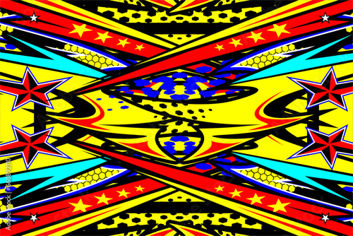 abstract racing background vector design with a unique striped pattern and a combination of bright colors and cool star effects. suitable for your wrapping design