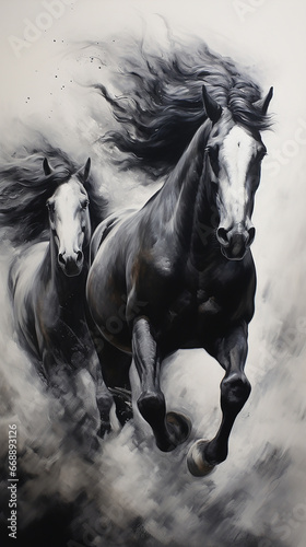 Cavalos preto e branco  © Alexandre