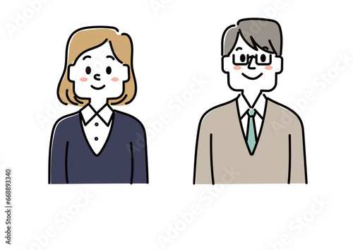 学校の先生のイラストセット（男女）