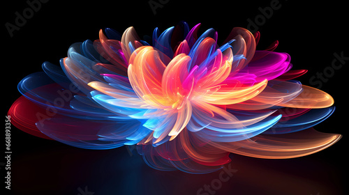 Within the confines of a darkened space, a mesmerizing neon vortex materializes, captivating the onlooker with its intricate choreography of swirling and morphing light