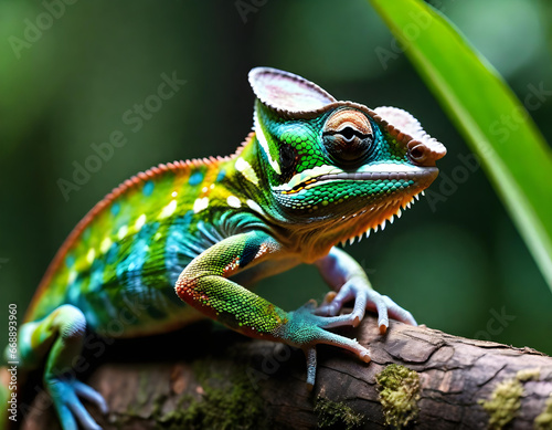 chameleon on a branch. generative ai © Martin