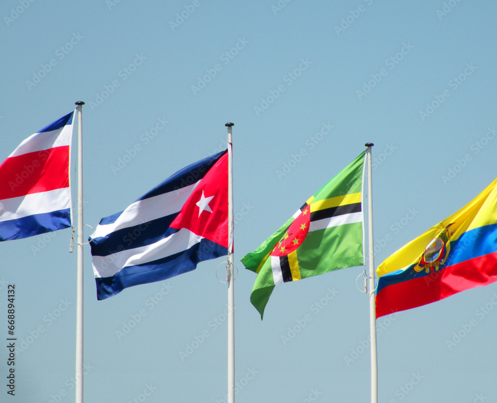 Flag of Cuba along with other flags of different countries