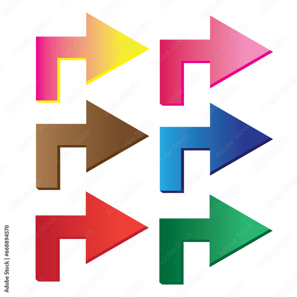 3d arrow set. Arrow sticker various angles and directions