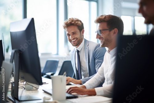 business people working together. businessman showing a project to his colleagues in office   © Danny