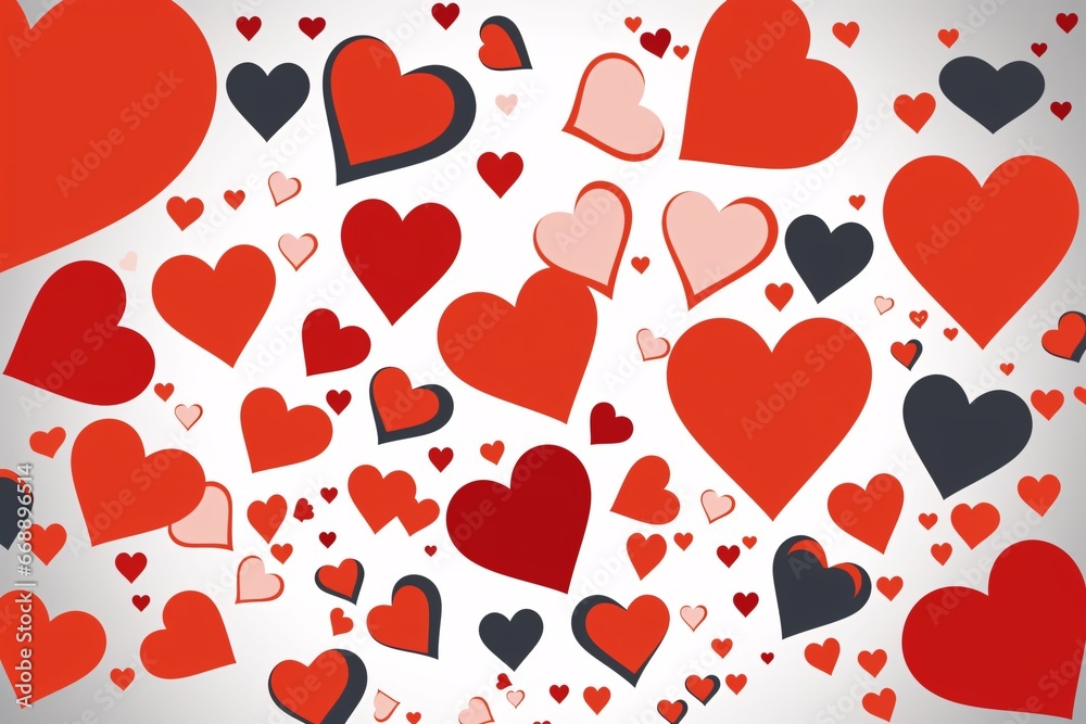Happy Valentines day. Valentine's day background with red and black hearts illustration Happy Valentines day. Valentine's day background with red and black hearts illustration