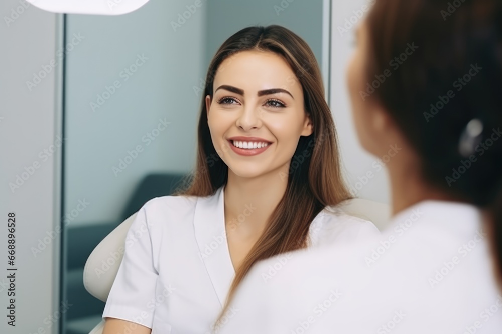 Beautiful brunette woman in beauty cabinet Beautiful brunette woman in beauty cabinet