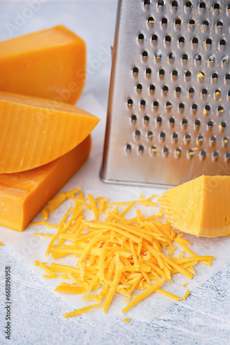 Tasty cheddar cheese and gr...