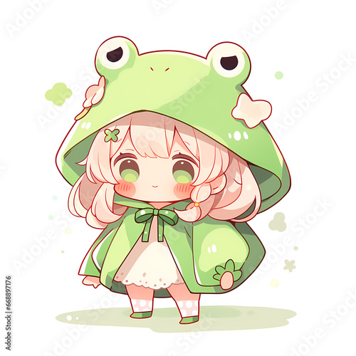 Kawaii Chibi Frog Girl Clipart photo