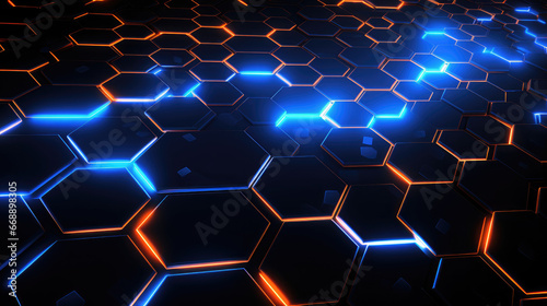 Futuristic Hexagon Background  Glowing Elements