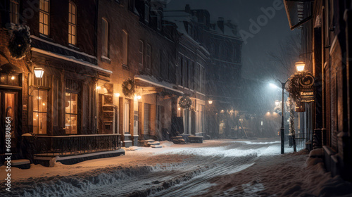 Old town in winter, snowy