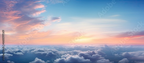 Dramatic panoramic image of sunrise and sunset sky with clouds