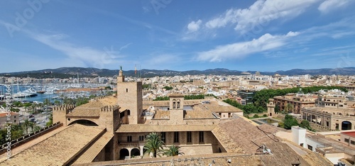 terrific view from la seu terraces on port and shore of palma de mallorca  photo