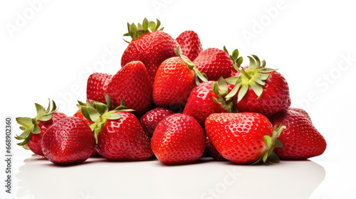 Pile of strawberries on white background, Food Photography