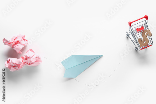 Crumpled sheets with paper ...