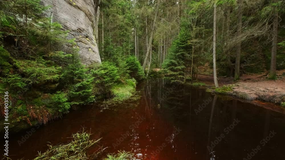 Dark lake landscape in the national park of Adrspach-Teplice Rocks, Czech Republic, 4k Dark lake landscape in the national park of Adrspach-Teplice Rocks, Czech Republic, 4k