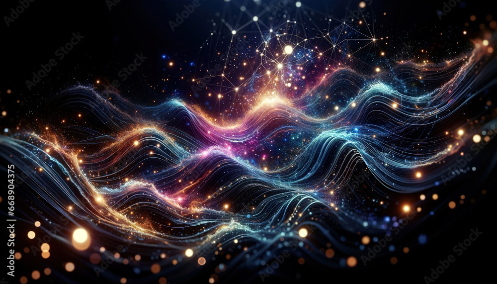 Obraz premium Surreale Neon Galaxien, Digitalisierung trifft Natur-Makrofotografie, Einzigartige, futuristische Kunstwerke