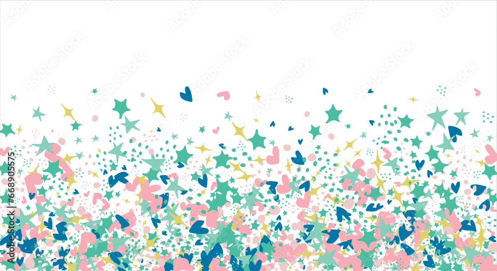 confetti, hearts, stars pink for promotions and events . party, diary, decorate, event. Vector illustration.