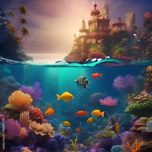 21 Create a pixel art underwater kingdom with mermaids, fish, and colorful coral reefs3