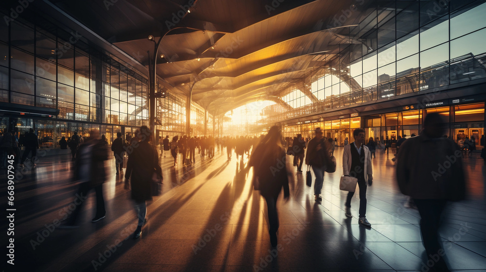 blurry picture of a busy airport