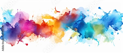 Abstract watercolor sketch with splatter in cold gamut colors