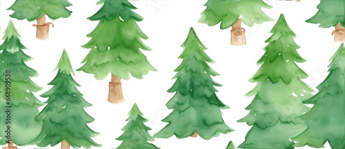 Hand drawn watercolor Christmas trees holiday season green theme background from Generative AI