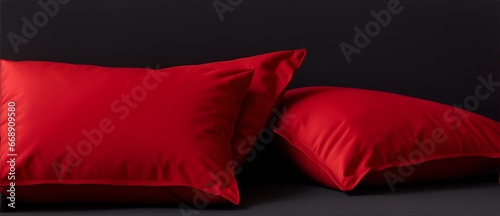 Red pillows on plain black background from Generative AI