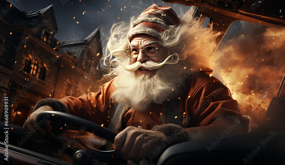 The festive racer: Santa captivates with his need for speed