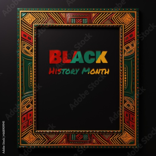 A picture frame with a picture of a black history month. Red, green and yellow colors.