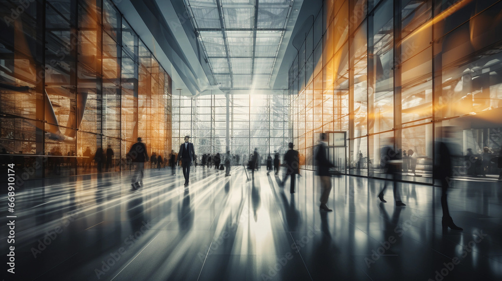 long exposure shot of a busy airport with business people long exposure shot of a busy airport with business people