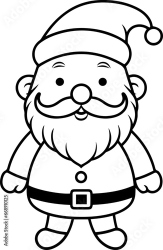 Christmas Santa Claus vector illustration. Black and white outline Christmas Santa Claus coloring book or page for children