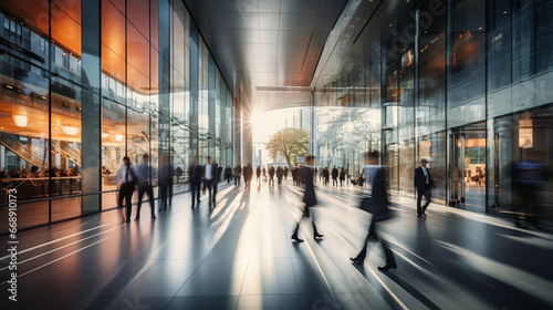 long exposure shot of a busy airport with business people