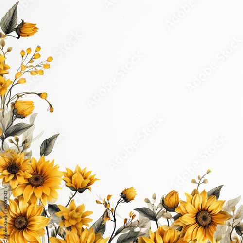 Sunflower Edges on White Whimsical Charm photo