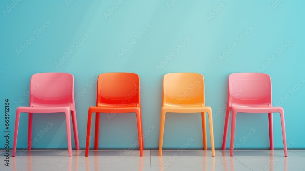 Obraz premium Row of colorful chair, business concept