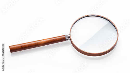 Magnifying glass featuring wooden handle Magnifying Glass Isolated White Background. generative ai