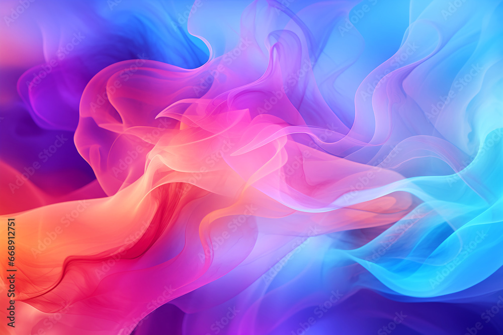 Multicolored smoke abstract textured background with neon light