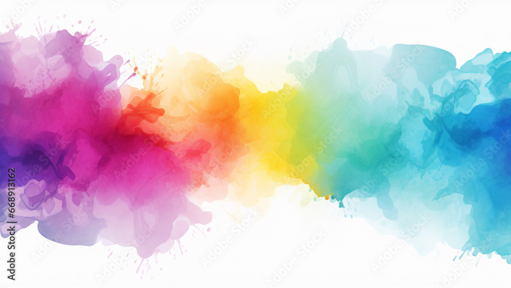 colorful watercolor on white background