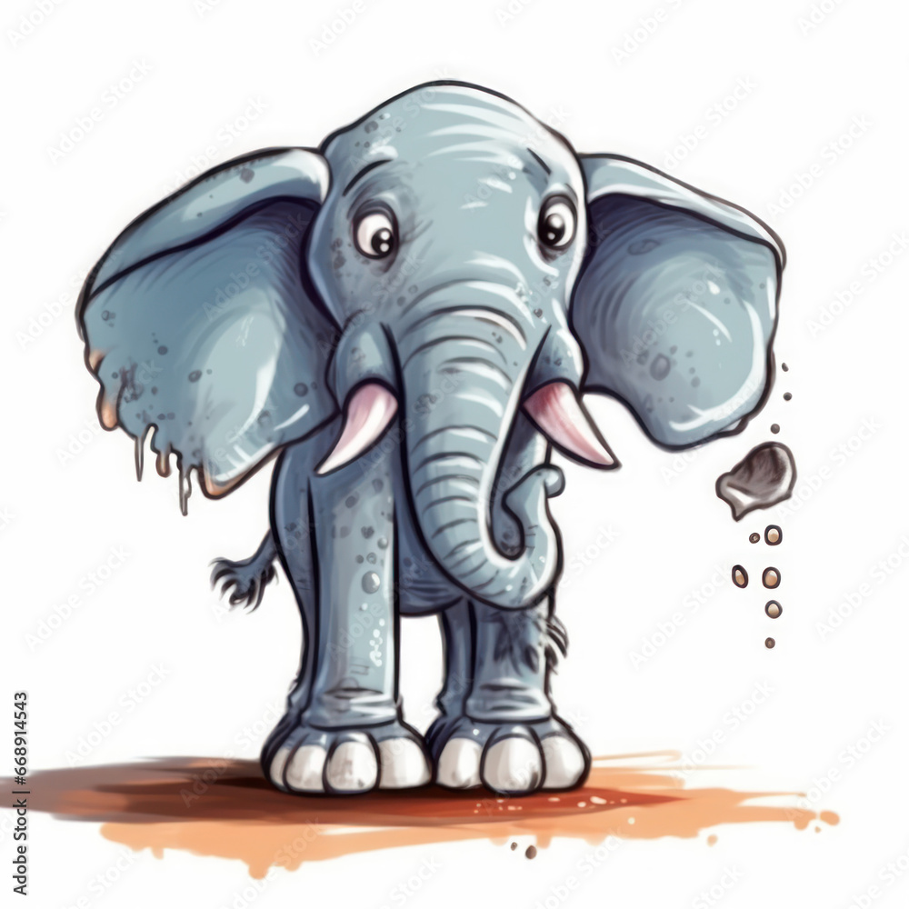  Sticker animated cartoon elephant covering his trunk
