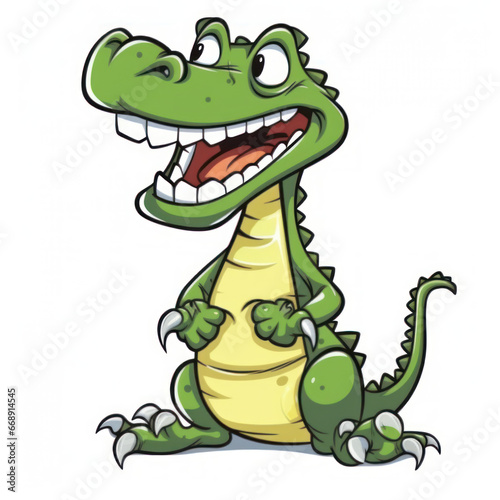  Sticker animated cartoon crocodile covering his
