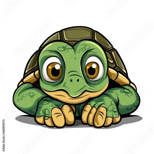  Sticker animated cartoon turtle covering his shell 